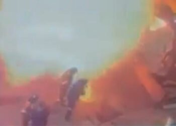 Video still of explosion at Algoma | Via SooToday