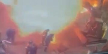 Video still of explosion at Algoma | Via SooToday