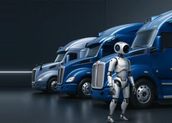 Boston Dynamics Atlas Robot and Aurora Automated Trucks (AI Generated)