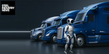 Boston Dynamics Atlas Robot and Aurora Automated Trucks (AI Generated)